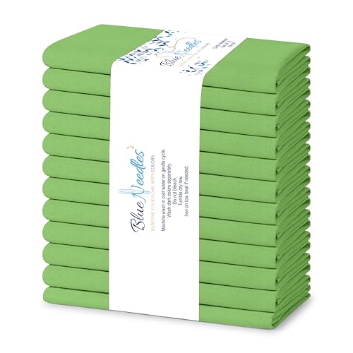 Blue Needles Solid Cloth Napkins 100% Cotton Set of 12-18 x 18 Inches - color: Apple Green, size: 18" x 18" (Set of 12)