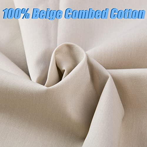 5 Yard Beige Cotton Fabric,Natural Cotton Poplin Fabric by The Yard, 59 Inches Wide 100% Cotton Fabric,Soft Embroidery Muslin Quilting Material for Sewing Material Apparel Cloth - color: Beige, size: 5 Yards