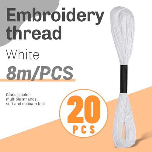 20 Skeins Embroidery Floss, White Bracelet String Embroidery Thread - color: 20 Skeins White