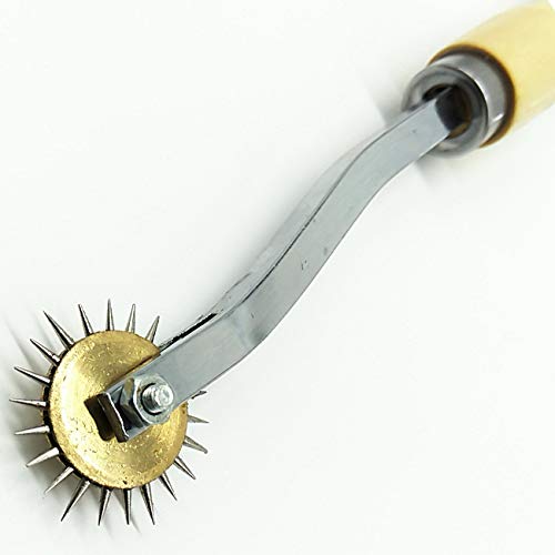 TIHOOD 2PCS Needle Point Tracing Wheel with Wood Handle, 4mm Leather Paper ClothSewing Overstitch Wheel Tool - color: Yellow