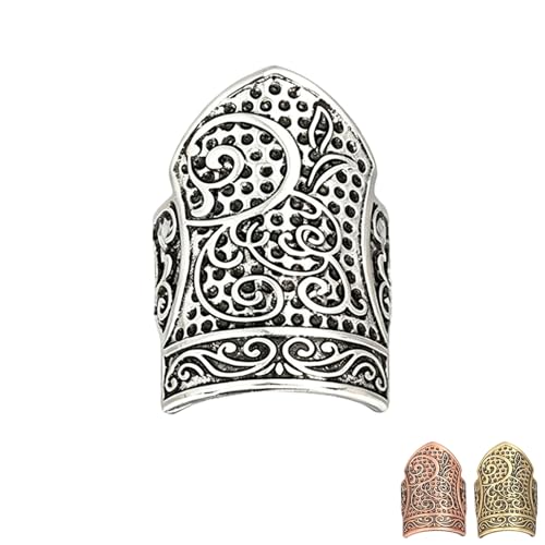Elegant European Court Style Shield-Shaped Copper Sewing Thimble Finger Protector - Excellent for Hand Embroidery, Cross Stitch, Knitting, and Quilting (Silver) - color: Silver