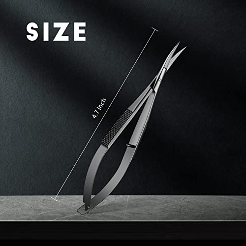 Hicarer 1 Pcs 4.7" Curved Eyebrow Embroidery Sewing Scissors, Black - color: Black