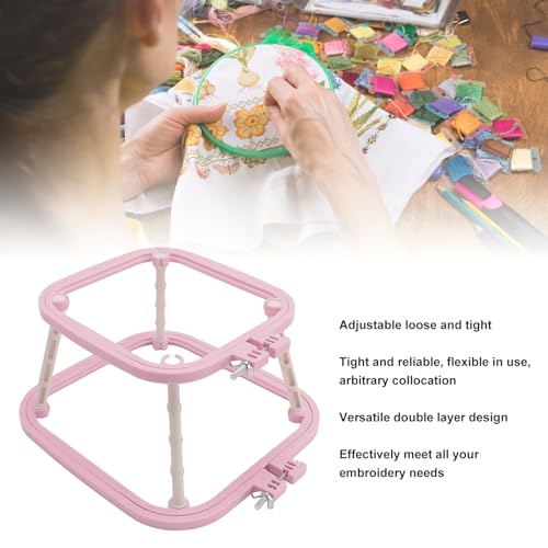 2-Layer Embroidery Frame Stand, Adjustable ABS Double Hoop - style: Light Purple