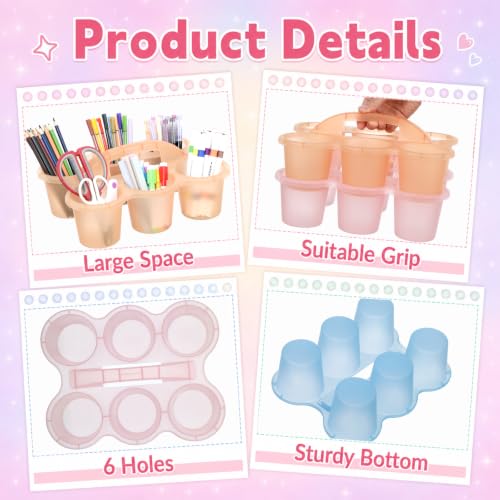 gisgfim 6 Pack Classroom Caddy Organizer with Handle, 6 Compartments, Colorful Clear - color: Colorful Clear