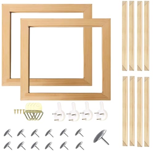 2PCS Wooden Frame DIY Picture Frames Art Suitable for Home Decor Painting Digital Diamond Drawing Paintings, Display Pictures 16x16 picture frames for wall (2PCS-40 * 40CM) - color: 2PCS-40*40CM