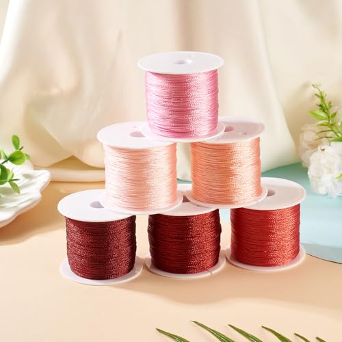 KISSITTY 328 Yards 6 Rolls Polyester Braided Metallic Thread Embroidery Threads Jewelry Beading Thread Thin Beading String for Jewelry Making Embroidery DIY Braided Bracelets Sewing Craft Bead Weaving - style: Assorted 2