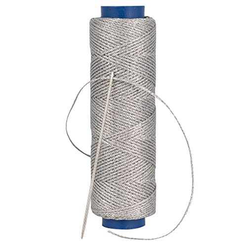 Waxed Thread, Strong Thread for Leather, Upholstery, Shoe, Bag, incl. Needle (Colour: Silver) - color: Silver