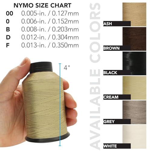 The Beadsmith Nymo Thread, Made of Nylon - color: Cream, size: Size D, 1584 Yards