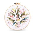 Harimau Letter B Pattern Embroidery Kit for Adult Beginners, Complete Starter Pack with 1 Hoop, Needles, Instruction Guide & Embroidery Stitch Video Tutorials - color: White B