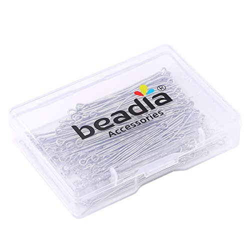 BEADIA Platinum Plated Open Eye Pins Non Tarnish 40mm 150pcs for Jewelry Making Findings - color: Open Eye Pins Platinum, size: 40x0.7mm