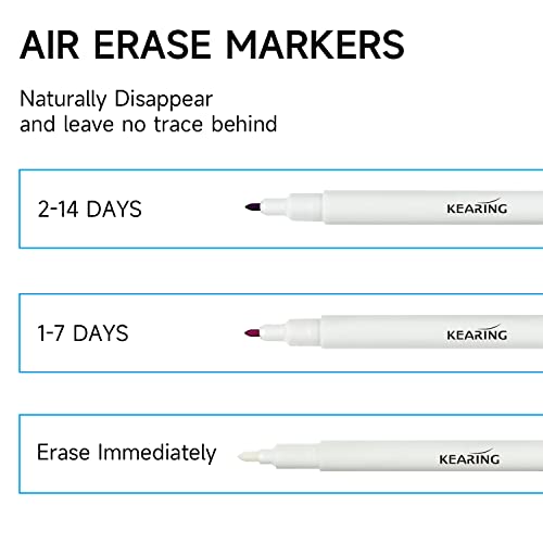KEARING 5PCS Air Erasable Fabric Marker Set with Instant Eraser Pen - size: 1 Count (Pack of 5)