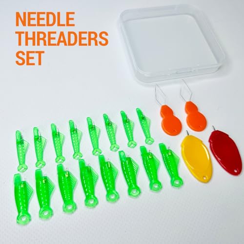 VONEEDL 20 PCS Fish Type Needle Threaders Set for Sewing Machines (Compatible Only with Side-Threading Machine Needles) & Simple Hand Sewing