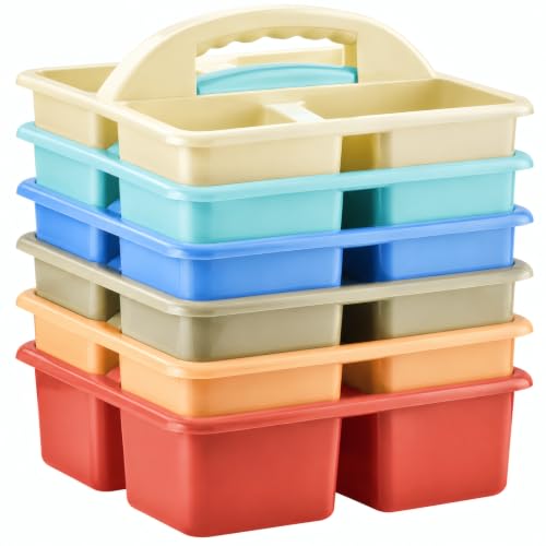 ALINK Plastic Classroom Caddy Organizer with Handle, 6-Pack 4 Compartments - color: Macaroon