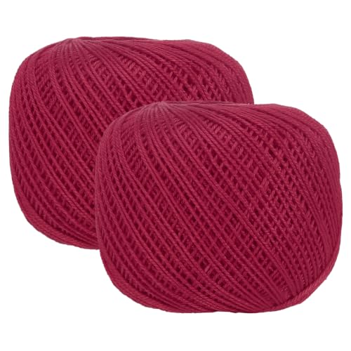 MECCANIXITY Crochet Thread Pearl Cotton Size 3 Deep Red 2 Rolls - color: Deep Red