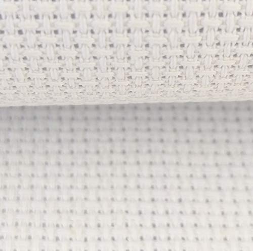 19" x 28" 14CT Counted Cotton Aida Cloth Cross Stitch Fabric (White) - color: White