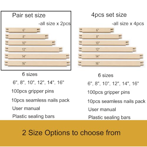 KAQAHIDO 6 Szie Needlepoint Stretcher Bars, 12pcs Set - size: Pair Set ( 6"+8"+10"+12"+14"+16")