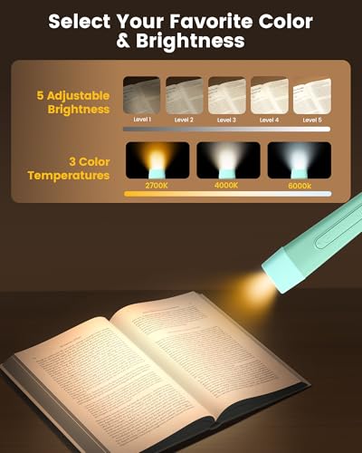 Glocusent Neck Light with Timer, 100 Hours Book Light for Bedtime Reading - color: Mint Green