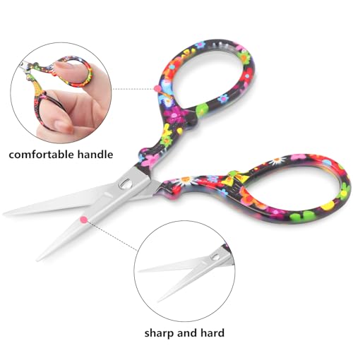 Asdirne Embroidery Scissors, Small Sewing Scissors with Leather Cover, Premium Stainless Steel, Suitable for Embroidery, Needlework, Sewing, DIY Crafts and Daily Use，2 Pack