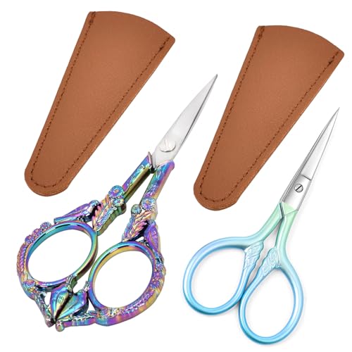 2 Pack Vintage Detail Scissors, Sharp Shears for Sewing Craft Yarn - color: Color Titanium