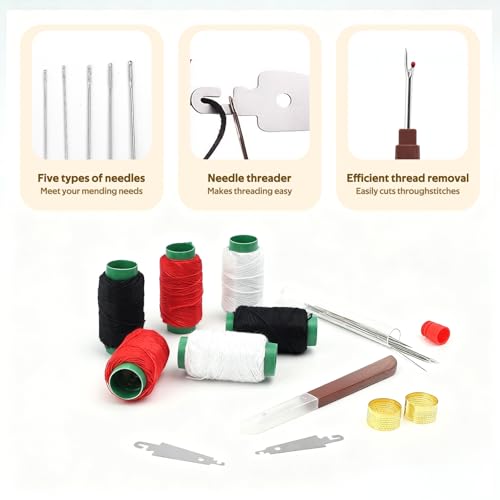 NTSDD 37 Pcs Large Eye Sewing Needles Kit for Hand Sewing with Threader