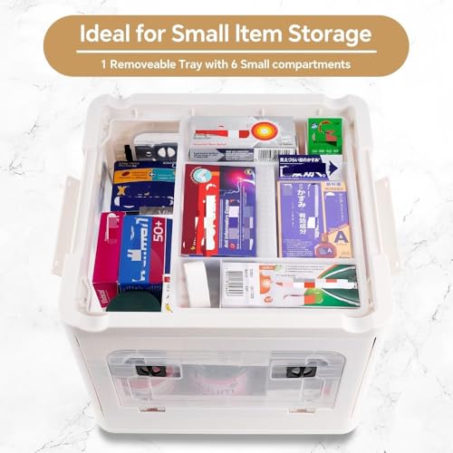 2-Tier Medicine Organizer - 22qt Plastic Foldable Storage Box with Handle - color: Foldable-22qt