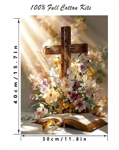 askkqtx Christian Stamped Cross Stitch Kits for Beginners Adults 12x16 in - color: XJ016