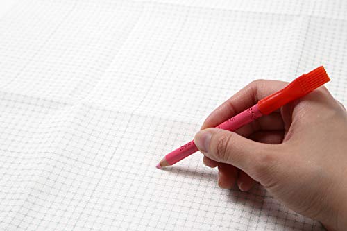 DARUMA Sashiko 100% Cotton Sewing Cloth (42.5 inch x 19.6 inch) with Grid Line and Fabric Marking Pencil Set (White) - color: White