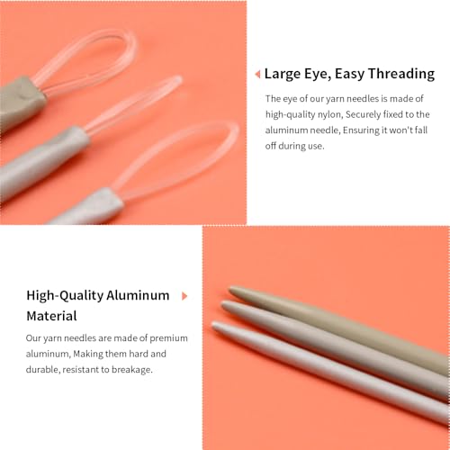 Acoeitl 6 Pcs 3 Size Aluminum Blunt Yarn Needles Large Eye Wool Needles for Yarn Crochet Weaving Darning Tapestry Needle for Beginners Sewing Needles Stitches (5.1 in,4 in,2.8 in) - style: Grey-5.1In/4In/2.8In