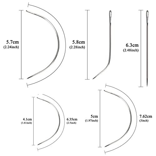 Ryalan Weaving Needle Combo Deal Black Thread with 10pcs Needle for Making Wig Sewing Hair Weft Hair Weave Extension, Big Medium and Small C J Shape Curved Needle I Needle (3 Thread Black + 10 Needle) - color: Black