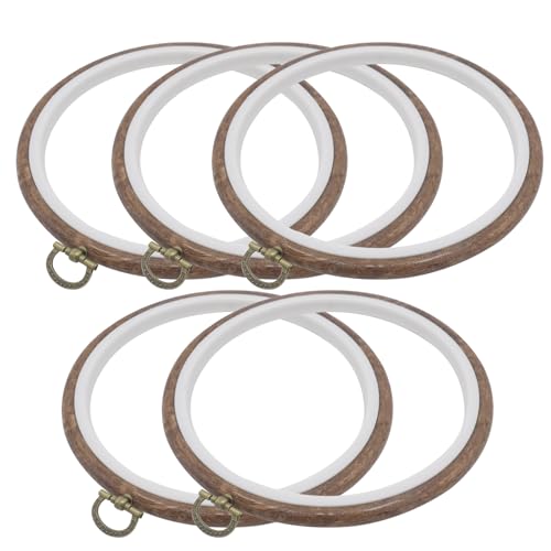 Joyangy 5-Pack 6 Inch Imitation Wood Embroidery Hoops for Cross Stitch - size: 6inch