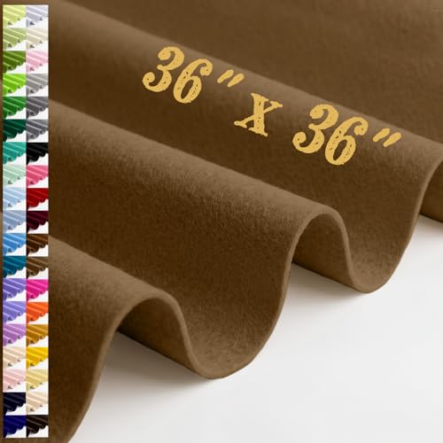 Large Felt Fabric Sheet 36 x 36 Inch, 1.6mm Thick (Coffee) - color: Coffee