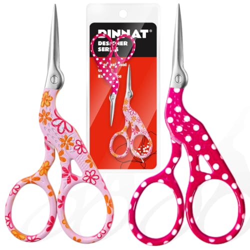 Embroidery Crafting Scissors, 3.7 Inches, 2 Pieces - color: Pink Flower + Red Dot