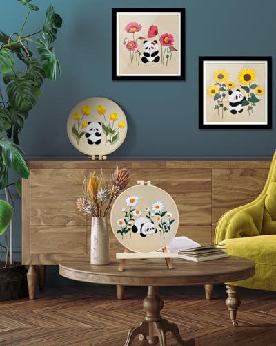 TINDTOP Embroidery Kit for Adult, Panda Embroidery Practice Kits - color: Panda 4 Sets