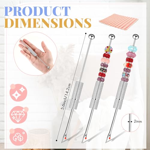 Tondiamo 4 Pcs Beadable Seam Rippers Sharp Thread Cutter Seam Rippers for Sewing Metal Embroidery Removal Tool Tag Remover for Clothes Thread Removing Cutting DIY Gift(Silver) - color: Silver