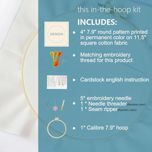 Huacan Embroidery Kit for Beginners Adults Includes Stamped Flower Pattern, Hoop, Color Threads,Tools,Easy to Follow Instruction (House)