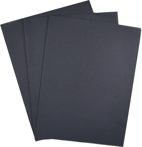 KCS 3 pc of 12" x 18"(30cmx45cm) Counted Cotton Aida Cloth Cross Stitch Fabric (Black,14CT) - color: Black, size: 14CT