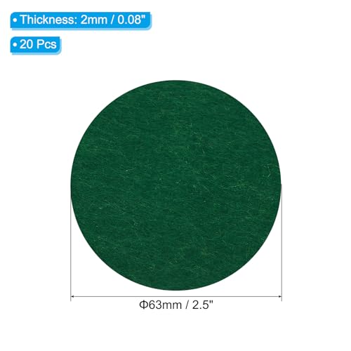 PATIKIL 2.5 Inch Diameter Lamp Base Felt, 20Pack 2mm Thickness Round Soft Adhesive Non-Slip Anti-Scratch Backed Felt for Lamp Furniture DIY Craft, Dark Green - color: Dark Green, size: 2.5 Inch
