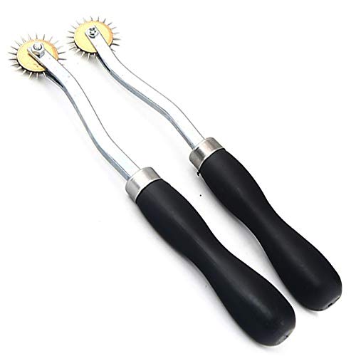 TIHOOD 2PCS Needle Point Tracing Wheel, 4mm Leather Paper ClothSewing Overstitch Wheel Tool - color: Black