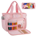 Dadanism Crochet Bag Organizer, Yarn Bag with Handle & Shoulder Strap - color: Pink