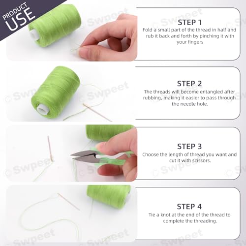 Swpeet 10Pcs 1000 Yards Rainbow Colors All Purpose Threads Assortment Kit, Handy Polyester Sewing Threads Embroidery Thread, Hand Sewing Needle Threaders Set for Crafters Lovers - 10 Colors - color: Colour Styles
