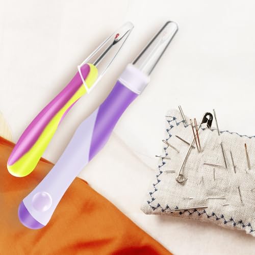 2 PCS Seam Rippers, Rippers for Sewing and Thread,Remover Stitch Tool for Hand Sewing, Knitting, Cross Stitching, Embroidery and Thread Removal(Purple + Green) - color: Purple + Green
