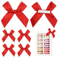 Self Adhesive Red Satin Ribbon Bows for Crafts 3" (50 Pack) - color: Red