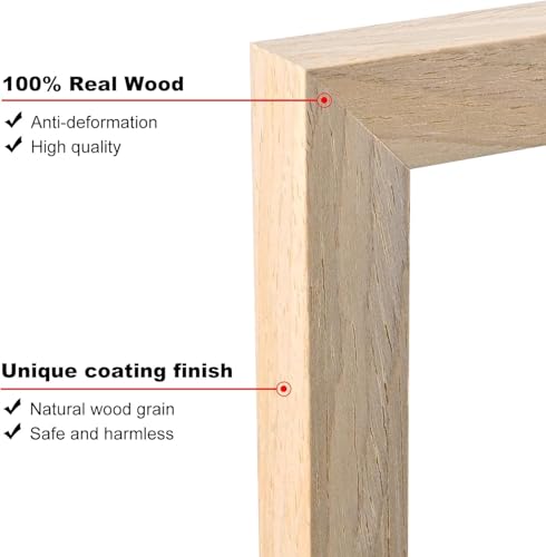 KINLINK 7x7 Picture Frame, Natural Square Solid Wood Frames for Pictures 4x4 with Mat or 7x7 without Mat, Wall and Tabletop Display Photo Frames 1 Pack - color: Natural, size: 7x7