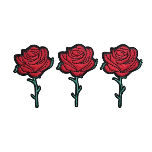 Rose Flower Embroidered Hot Melt Patch Cover Shoes Decoration Patches (3pcs Rose) - style: 3pcs Rose Patches