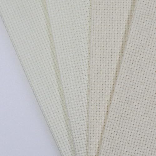 KCS 4/6 pc of 12" x 18" 30cmx45cm 16CT Counted Cotton Aida Cloth Cross Stitch Fabric (Antique White+Cream, 4 pc) - color: Antique White+cream, size: 4 pc