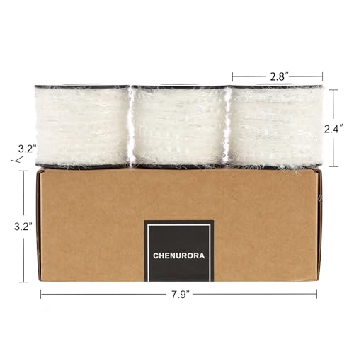 Artisanal Yarn Collection Multifiber Fancy Yarn for Knitting Crocheting Crafts DIY, Set of 3 Rolls (White with Transparent Beads) - color: White with Transparent Beads