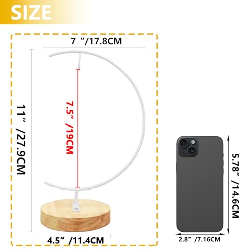 YY YEARCHY 11-inch Ornament Display Stand with Wooden Base Metal Hook Tabletop Holder for Hanging Glass Globe Ball Gifts(1, White) - color: White