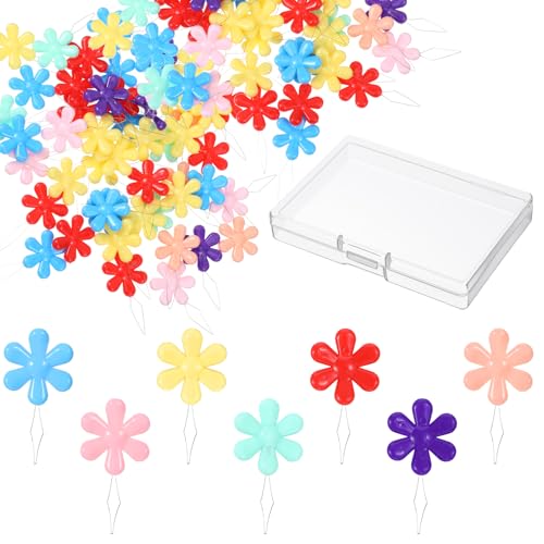 Needle Threaders for Hand Sewing, 40 PCS Cute Flower Head Embroidery Threader Colorful Wire Loop Sewing Threaders Kit for Sewings Embroidery Craft Knitting Quilting Cross Stitch Repair Clothing