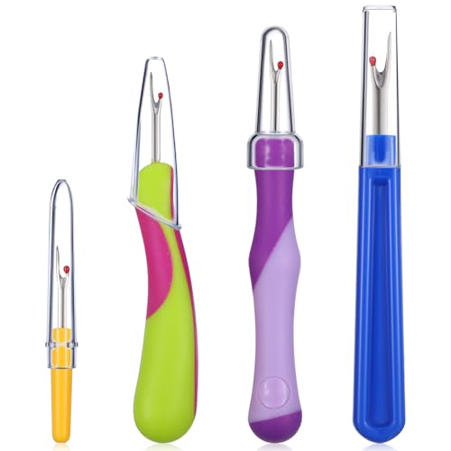 WJIAAA Seam Ripper, 4PCS Stitch Remover Tool, Ergonomic Handle for Sewing