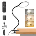 iFalarila Reading Light with Remote, LED Desk Lamp Clip on [1H Timer & Nightlight] RA>95 Dimmable Flexible Gooseneck, Reading Lamp with Clamp for Table - 4.7'' (Adapter Included) - style: 4.7'' Black